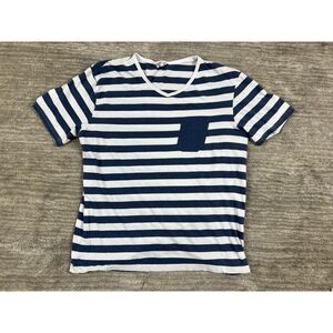 Royal Class Shirt Mens Medium Blue White‎ Striped Pajama Top Shortsleeve